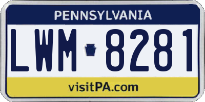 PA license plate LWM8281