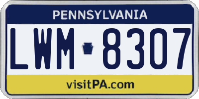 PA license plate LWM8307
