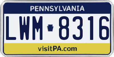 PA license plate LWM8316