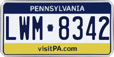 PA license plate LWM8342