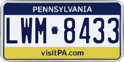 PA license plate LWM8433