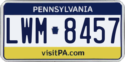 PA license plate LWM8457