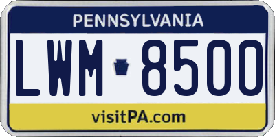 PA license plate LWM8500