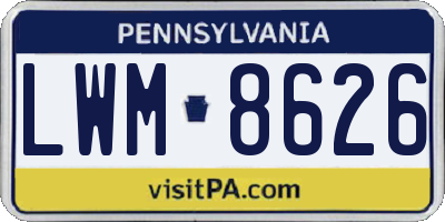 PA license plate LWM8626