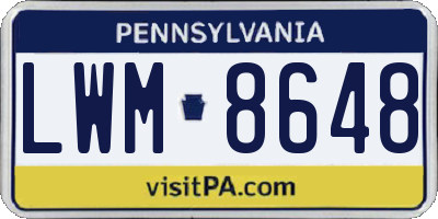 PA license plate LWM8648