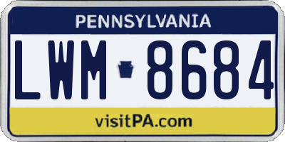 PA license plate LWM8684