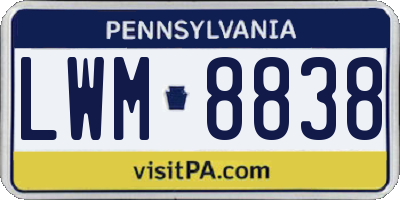 PA license plate LWM8838