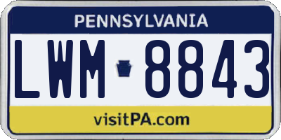 PA license plate LWM8843