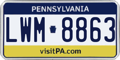 PA license plate LWM8863