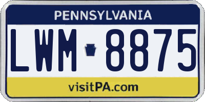PA license plate LWM8875