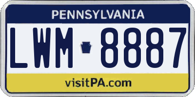 PA license plate LWM8887
