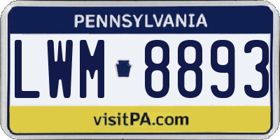 PA license plate LWM8893