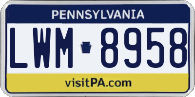 PA license plate LWM8958