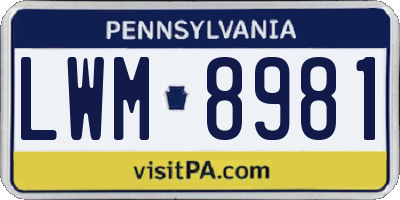 PA license plate LWM8981
