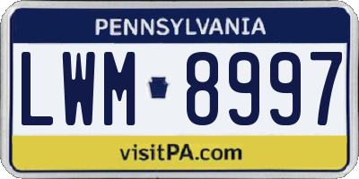 PA license plate LWM8997
