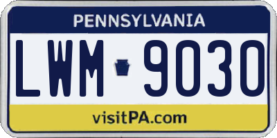 PA license plate LWM9030