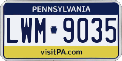 PA license plate LWM9035