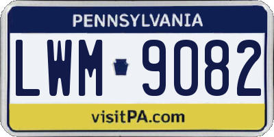 PA license plate LWM9082