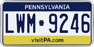 PA license plate LWM9246