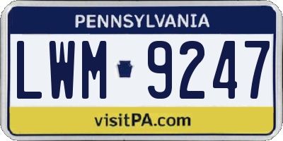 PA license plate LWM9247