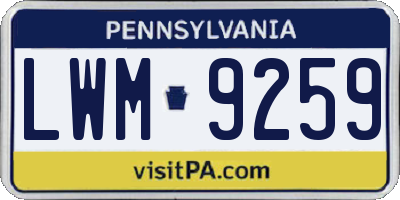 PA license plate LWM9259