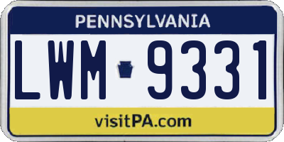 PA license plate LWM9331