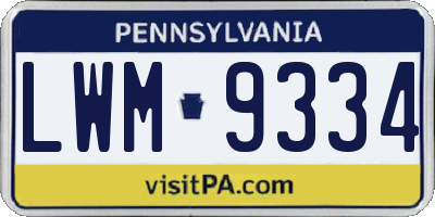 PA license plate LWM9334