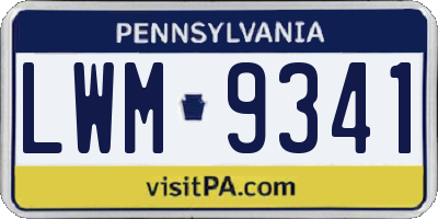 PA license plate LWM9341