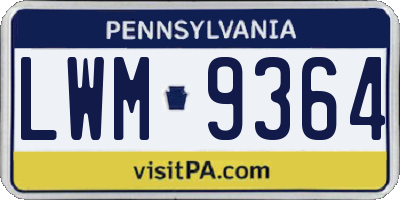 PA license plate LWM9364