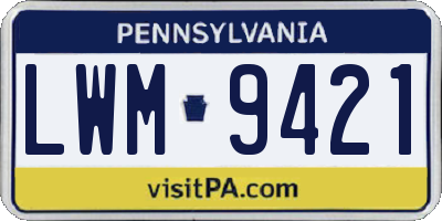 PA license plate LWM9421