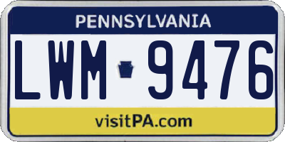 PA license plate LWM9476