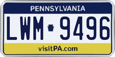 PA license plate LWM9496