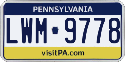 PA license plate LWM9778