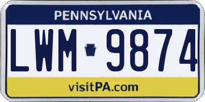 PA license plate LWM9874