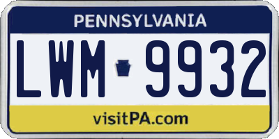 PA license plate LWM9932