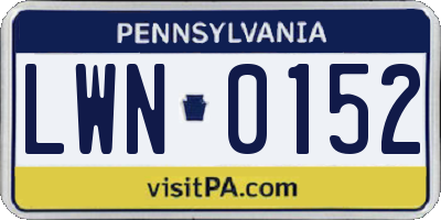 PA license plate LWN0152
