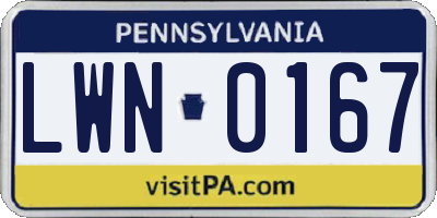 PA license plate LWN0167