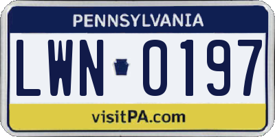 PA license plate LWN0197