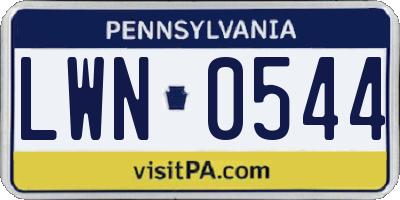PA license plate LWN0544