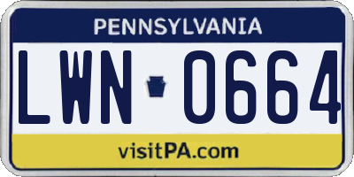 PA license plate LWN0664