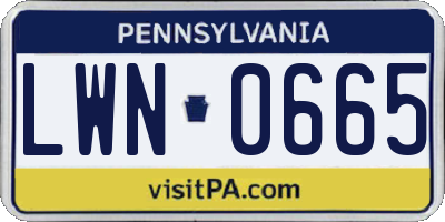 PA license plate LWN0665