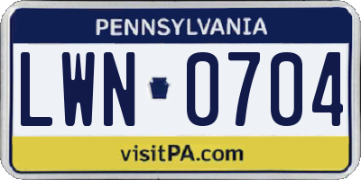 PA license plate LWN0704