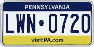 PA license plate LWN0720