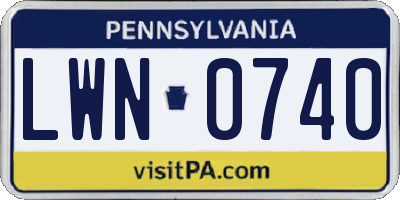 PA license plate LWN0740