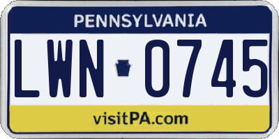 PA license plate LWN0745