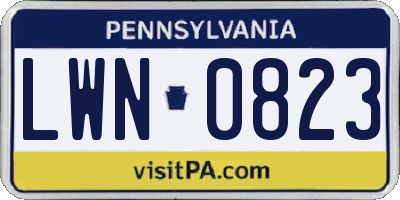 PA license plate LWN0823