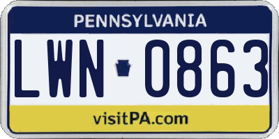 PA license plate LWN0863