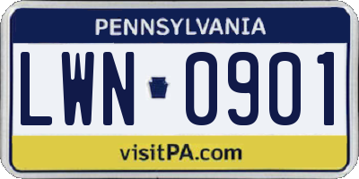 PA license plate LWN0901