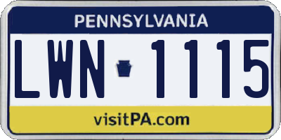 PA license plate LWN1115
