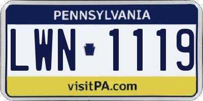 PA license plate LWN1119